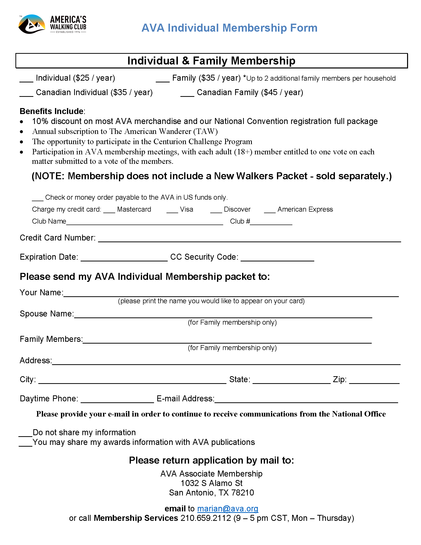 Associate Membership Application Form
