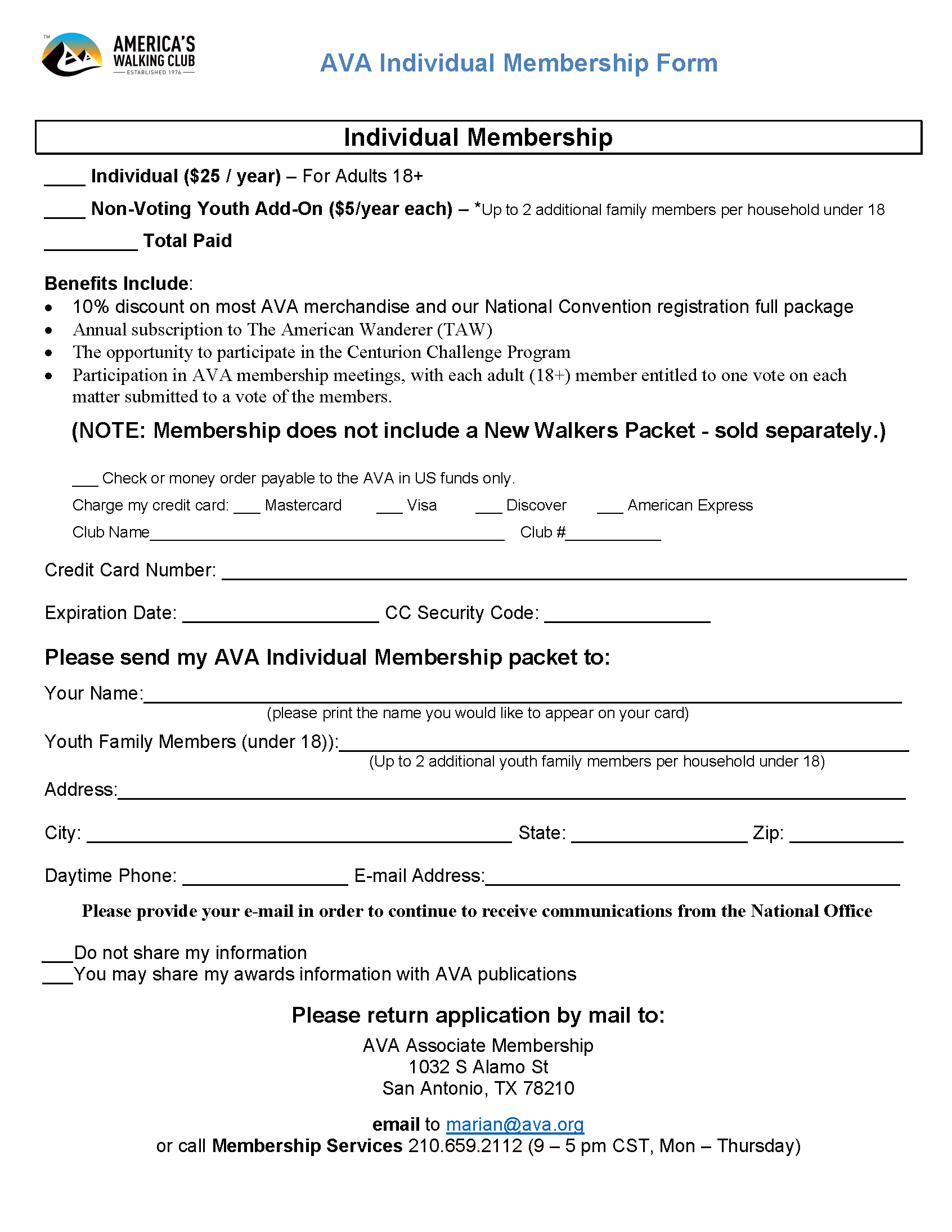 Associate Membership Application Form